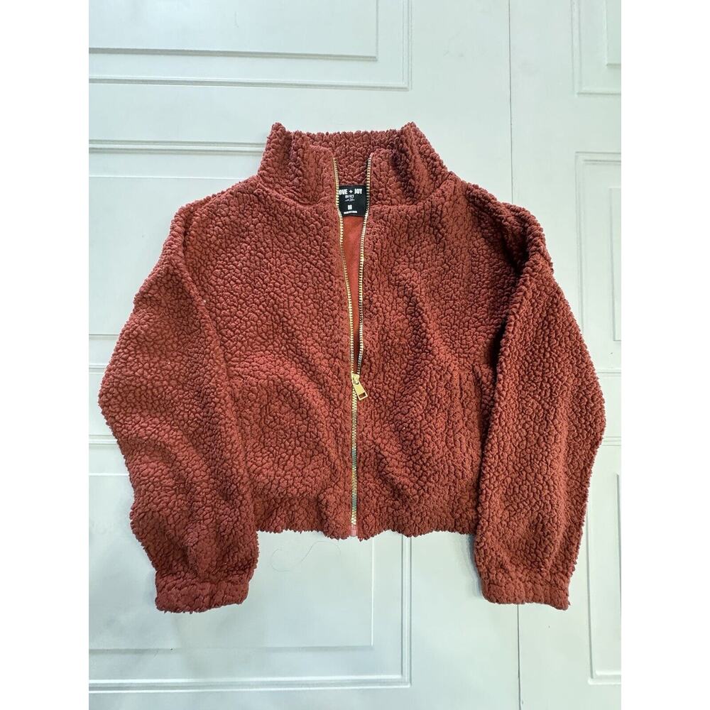 Love & Joy By FCT With Love Cropped Orange Fleece Jacket Size Medium M